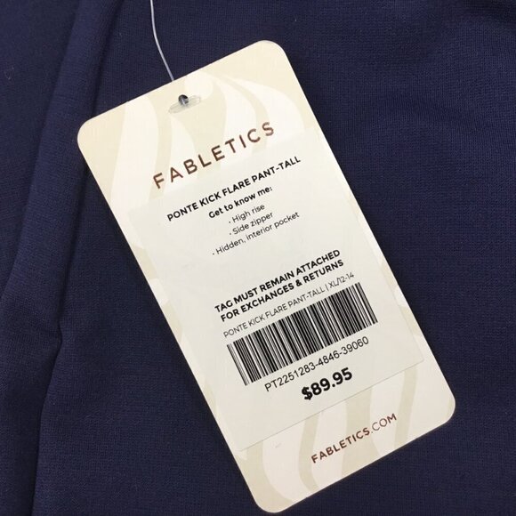 Fabletics Ponte Kick Flare Pant XL Tall NWT High Rise Side Zipper Navy Blue - Picture 4 of 6